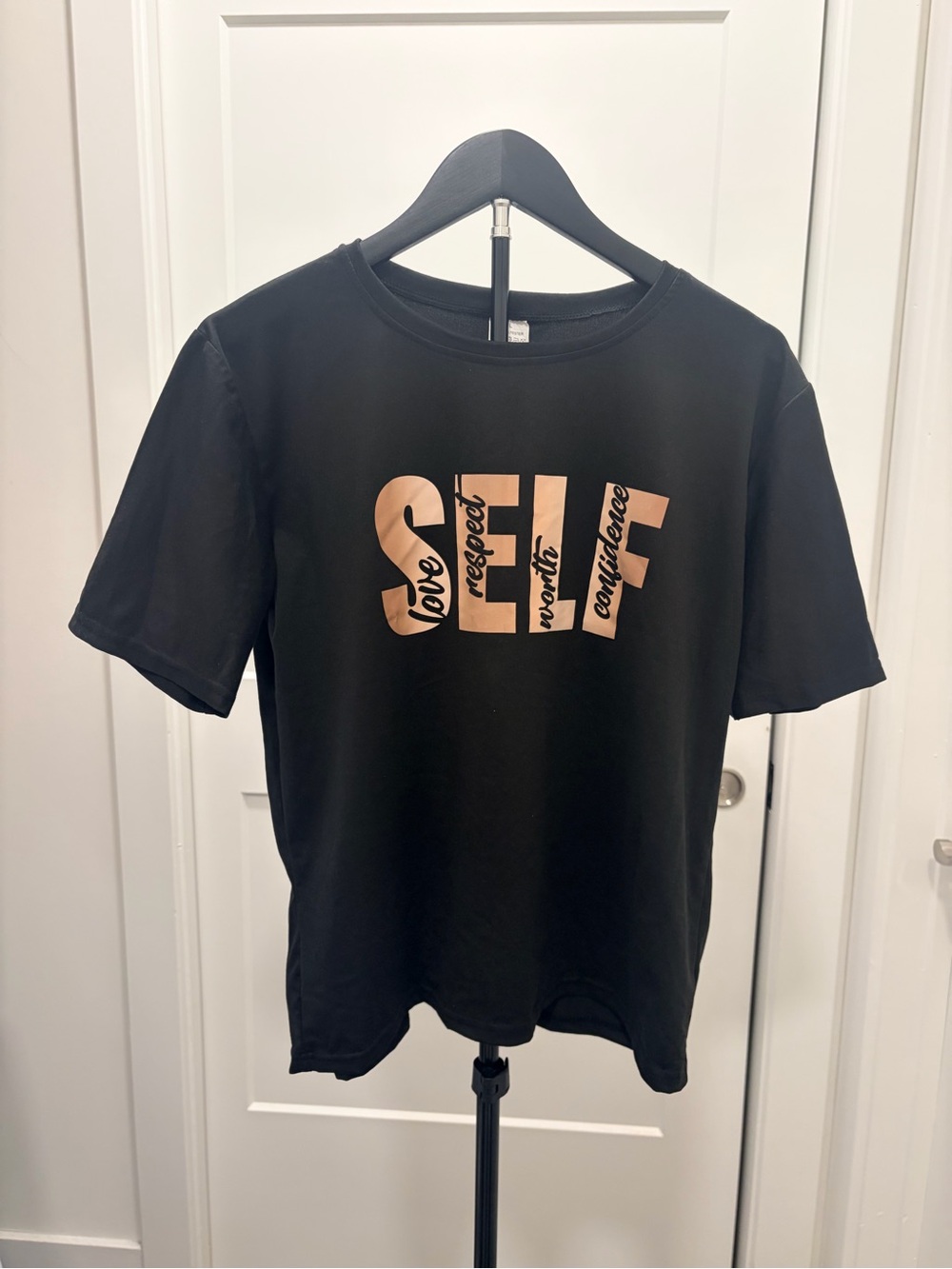 Women's Black Self Graphic Crewneck Tee